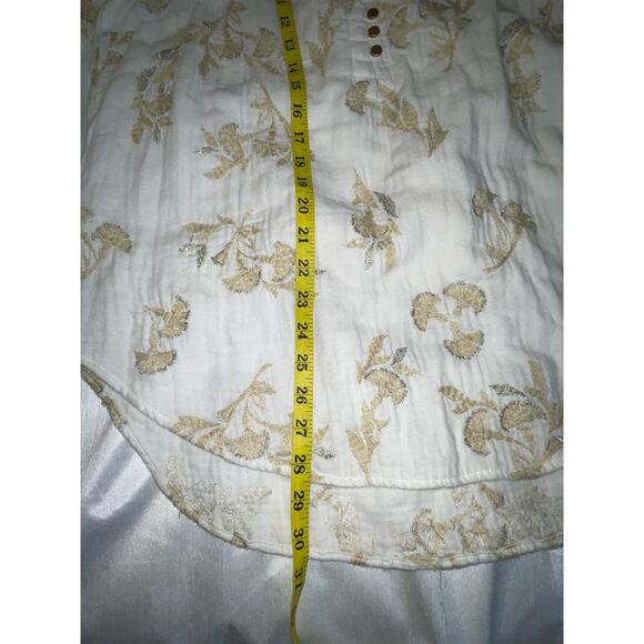 Anthropologie FLOREAT Atley White Floral Embroidered Peasant Blouse - Size L - Picture 7 of 11